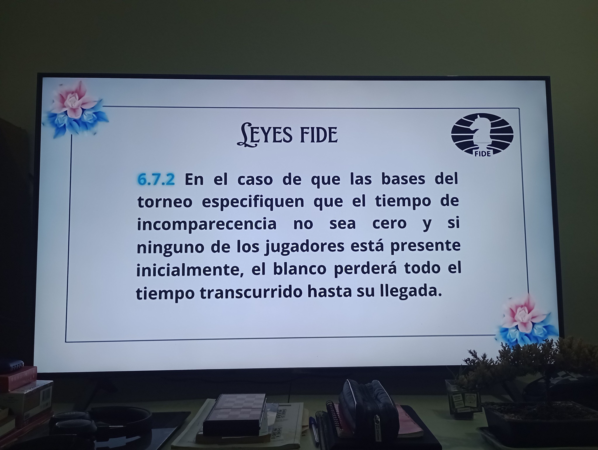 6.7.2 Leyes de la FIDE. Tiempo de incomparecencia.