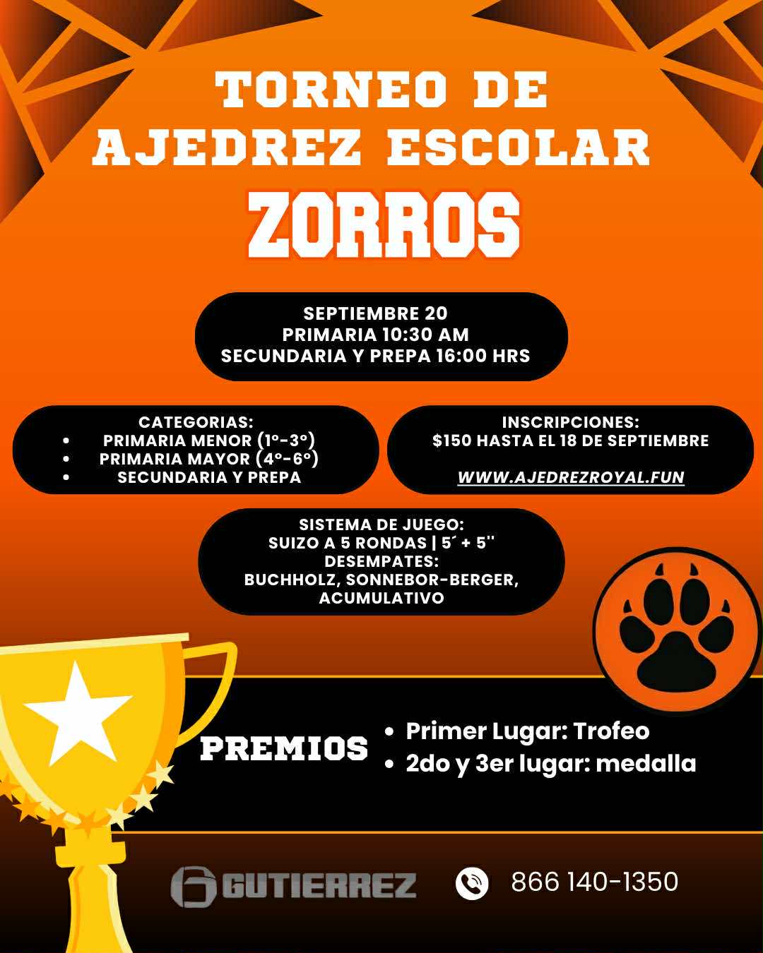 I Torneo de Ajedrez Escolar.  Zorros